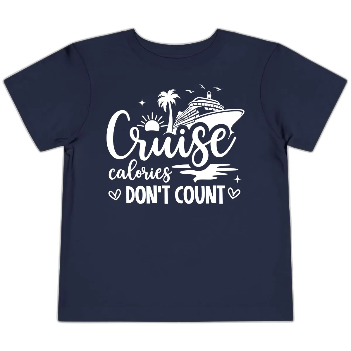 Cruise Calories Don't Count Tropical Fun Toddler T-Shirt in Navy