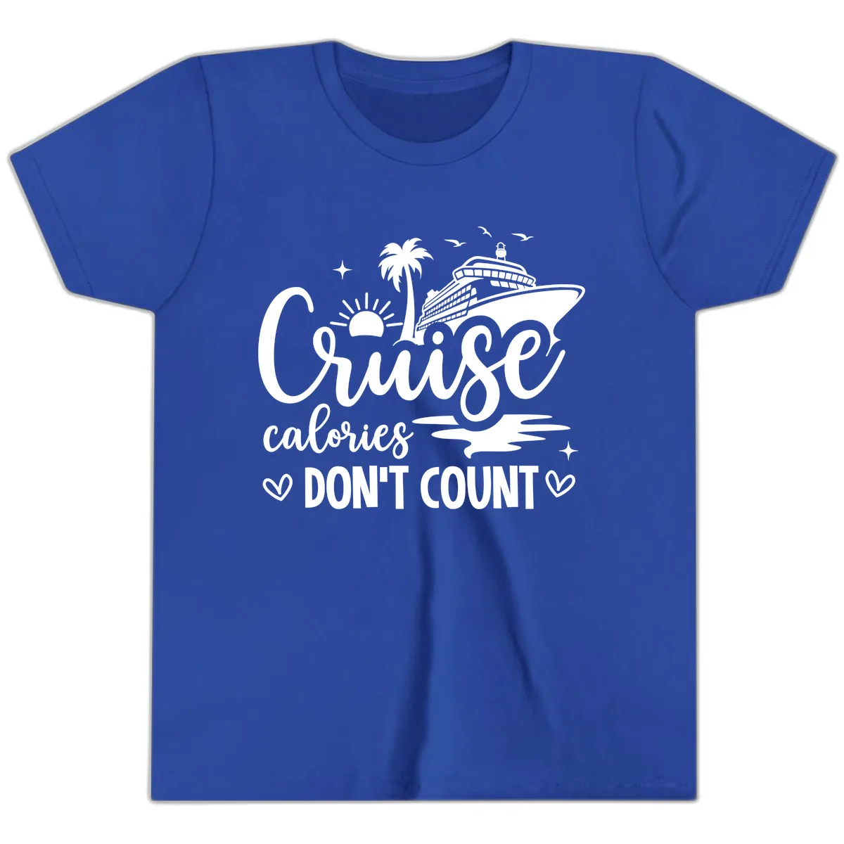 Cruise Calories Don't Count Tropical Fun Youth T-Shirt in True Royal