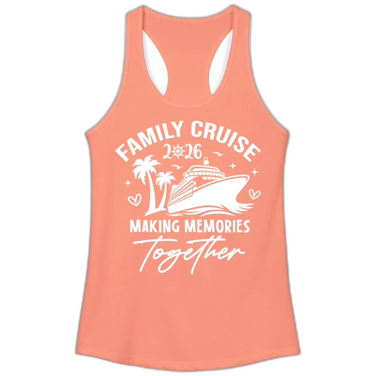 Family Cruise 2026 Making Memories Together Ladies Tank in Solid Light Orange