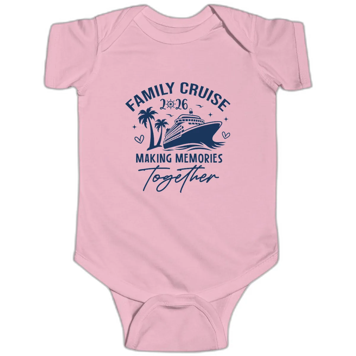 Family Cruise 2026 Making Memories Together Baby Onesie in Pink