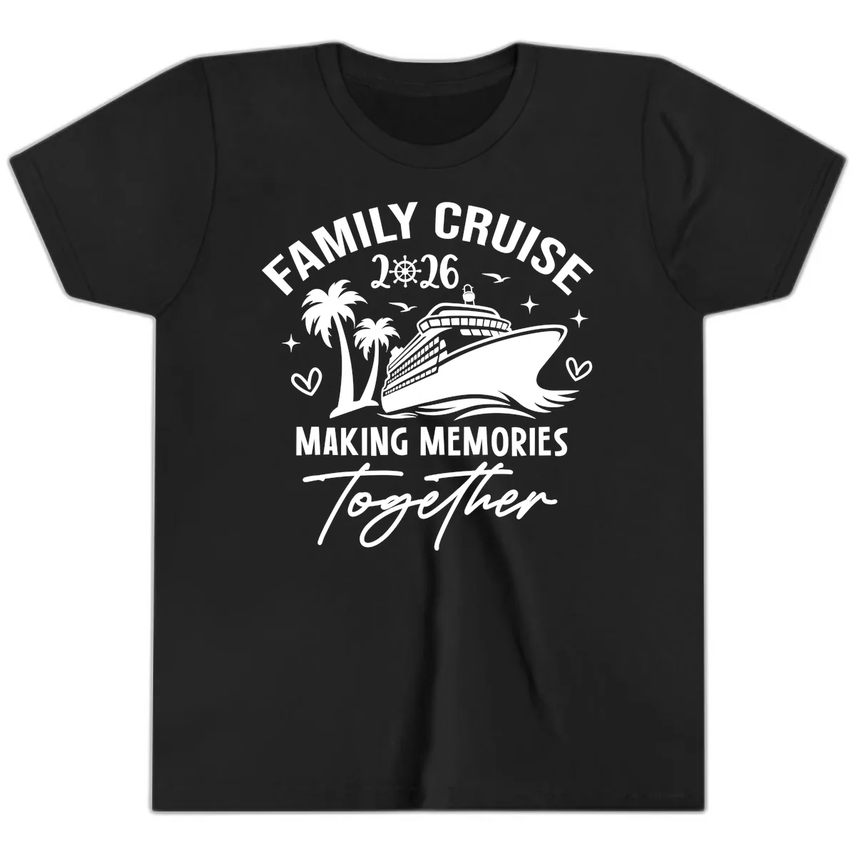 Family Cruise 2026 Making Memories Together Youth T-Shirt in Black