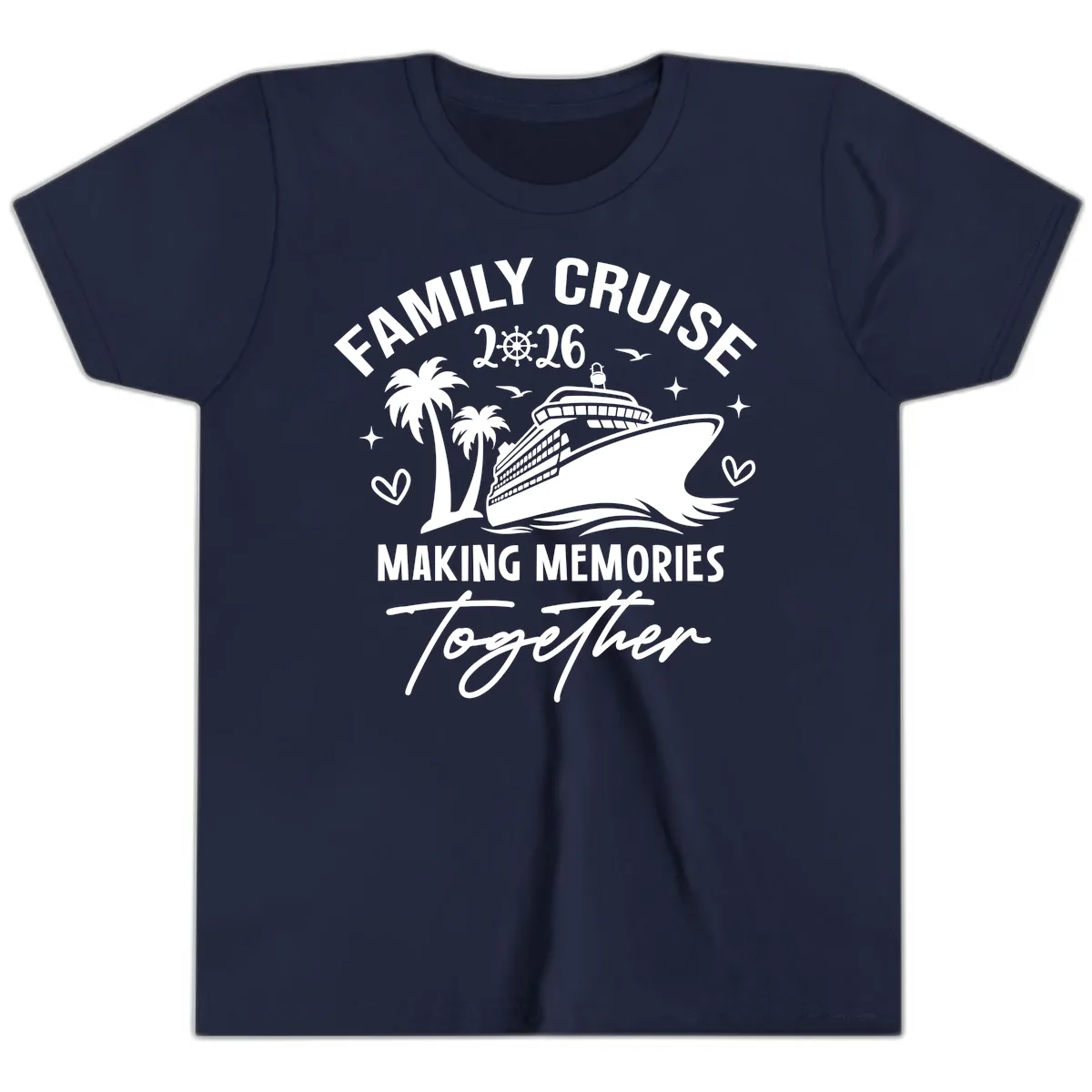 Family Cruise 2026 Making Memories Together Youth T-Shirt in Navy
