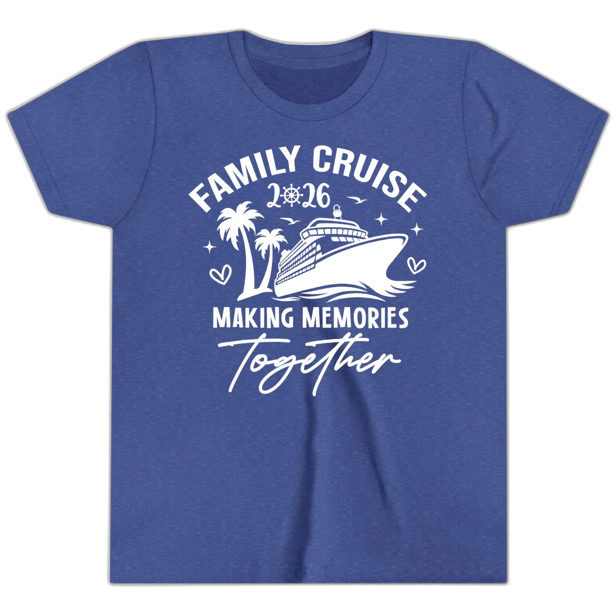 Family Cruise 2026 Making Memories Together Youth T-Shirt in Heather True Royal