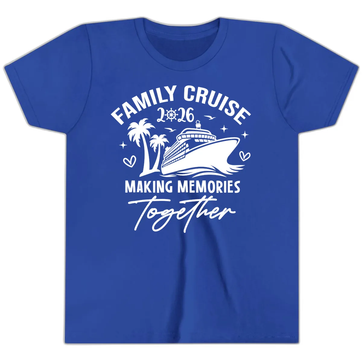 Family Cruise 2026 Making Memories Together Youth T-Shirt in True Royal