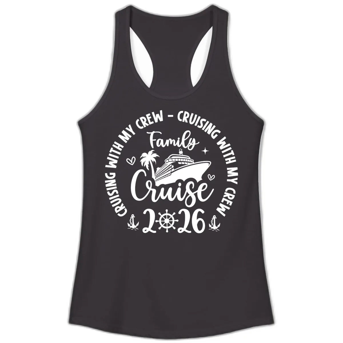 Family Cruising With My Crew 2026 Vacation Ladies Tank in Black
