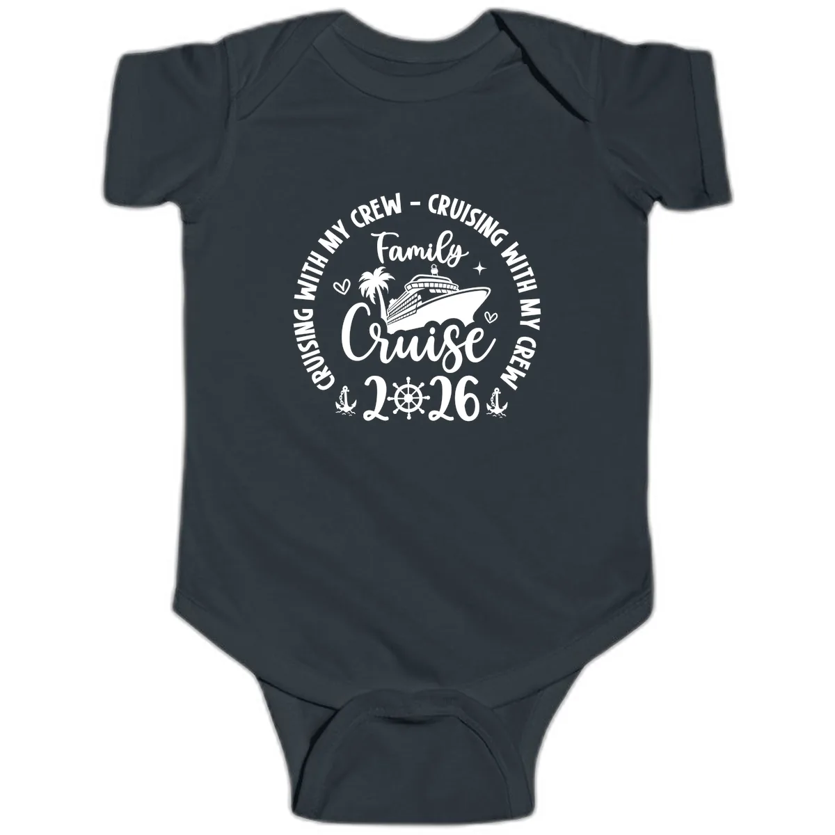 Family Cruising With My Crew 2026 Vacation Baby Onesie in Black