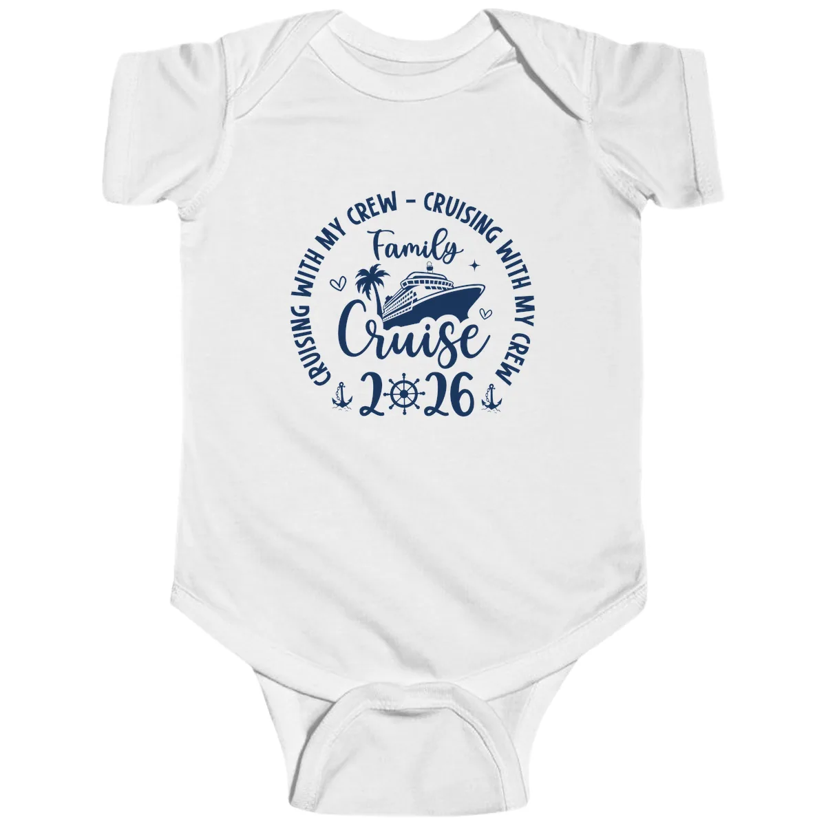 Family Cruising With My Crew 2026 Vacation Baby Onesie in White