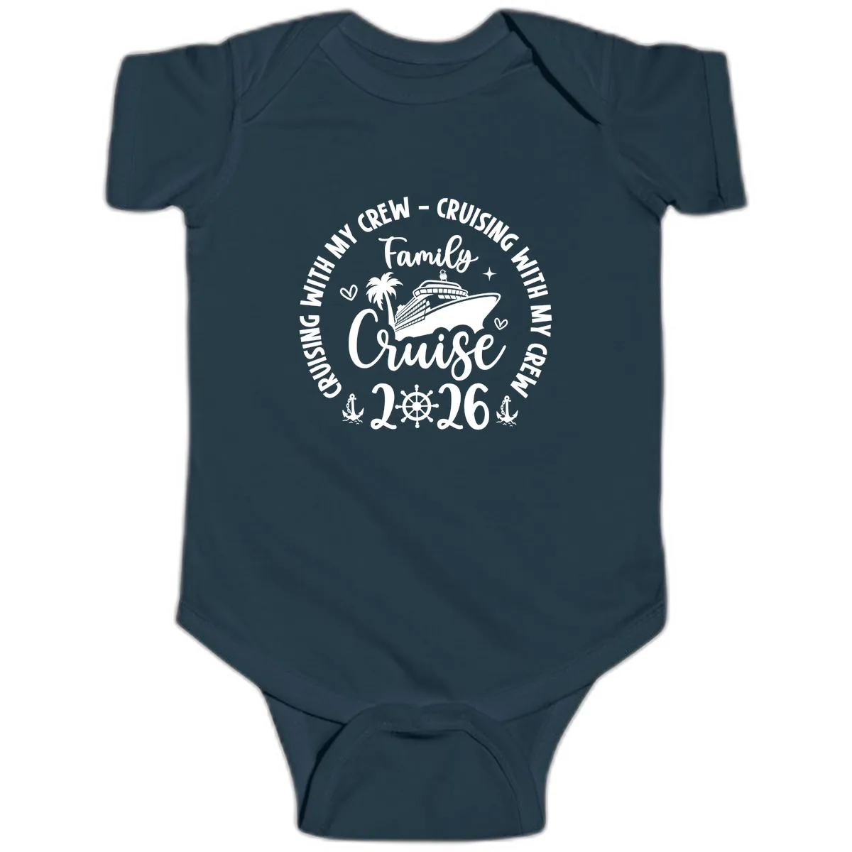 Family Cruising With My Crew 2026 Vacation Baby Onesie in Navy