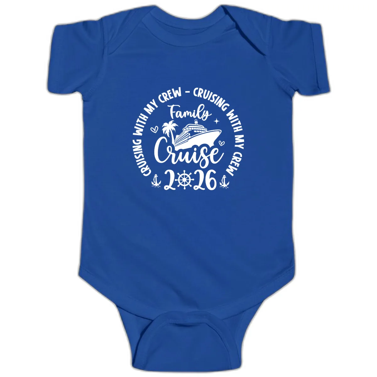 Family Cruising With My Crew 2026 Vacation Baby Onesie in Royal