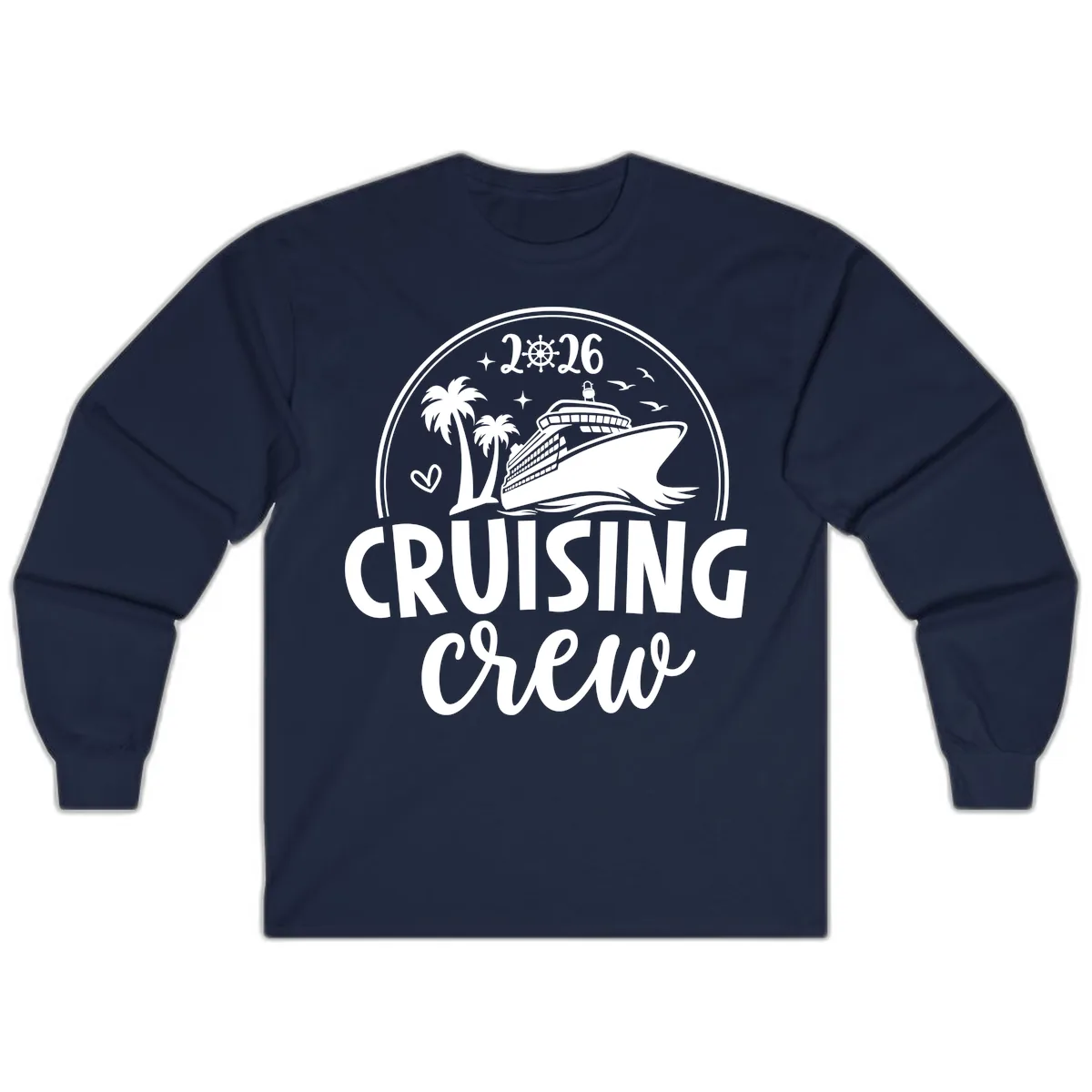 Cruising Crew 2026 Family Vacation Design Long Sleeve in Navy