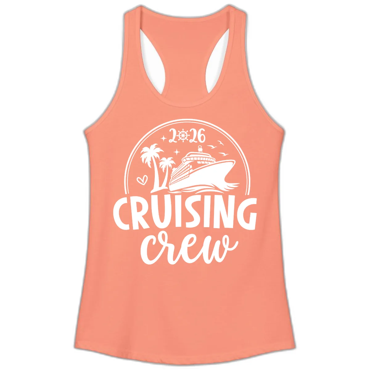 Cruising Crew 2026 Family Vacation Design Ladies Tank in Solid Light Orange