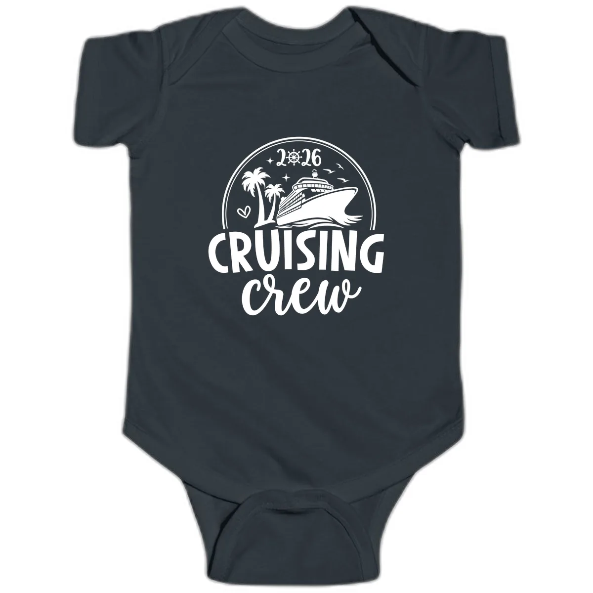 Cruising Crew 2026 Family Vacation Design Baby Onesie in Black