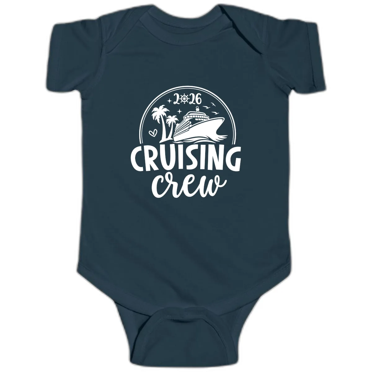 Cruising Crew 2026 Family Vacation Design Baby Onesie in Navy
