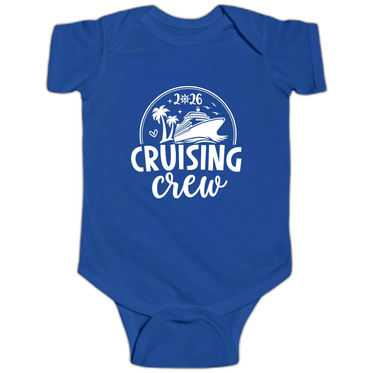 Cruising Crew 2026 Family Vacation Design Baby Onesie in Royal