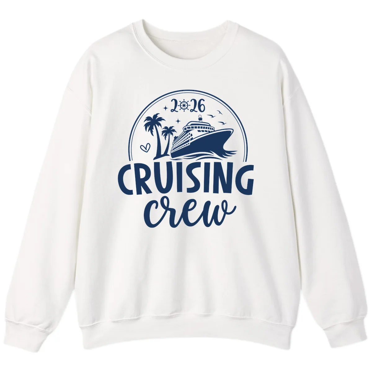 Cruising Crew 2026 Family Vacation Design Sweatshirt in White