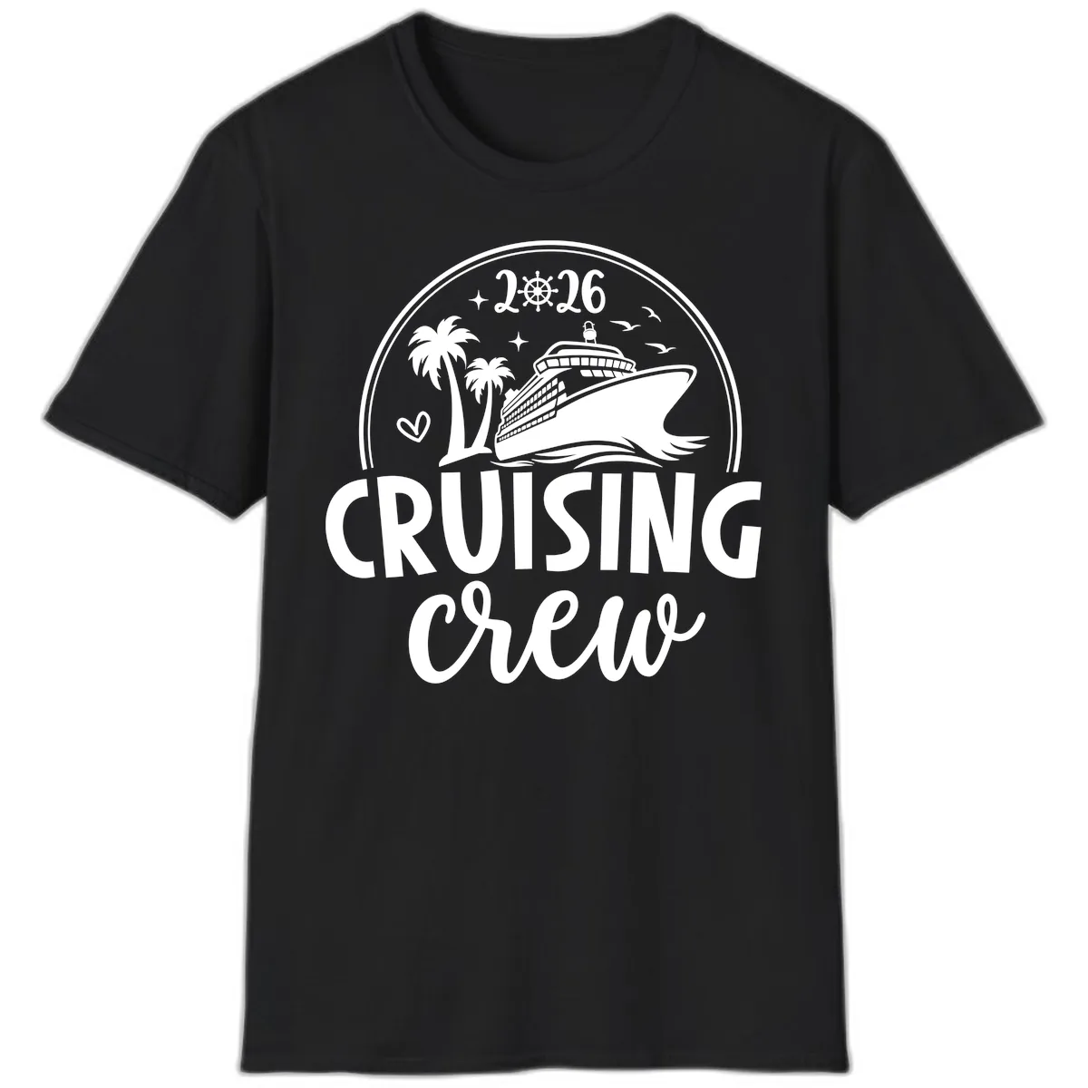 Cruising Crew 2026 Family Vacation Design T-Shirt in Black