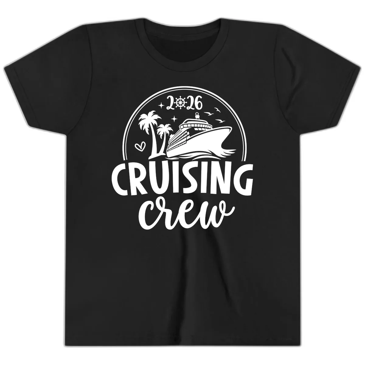 Cruising Crew 2026 Family Vacation Design Youth T-Shirt in Black