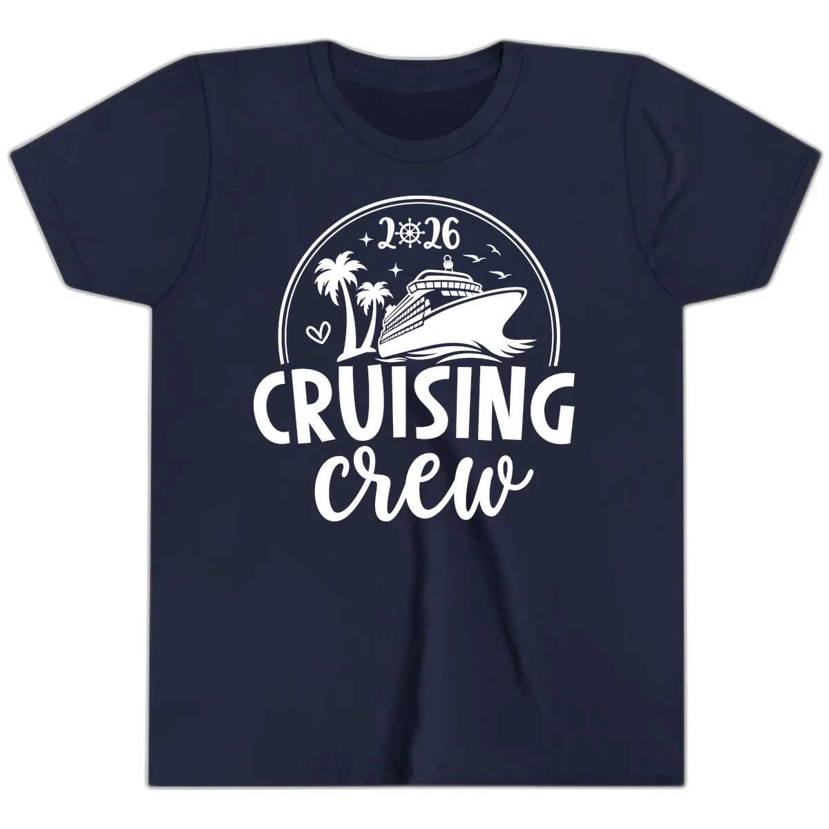 Cruising Crew 2026 Family Vacation Design Youth T-Shirt in Navy