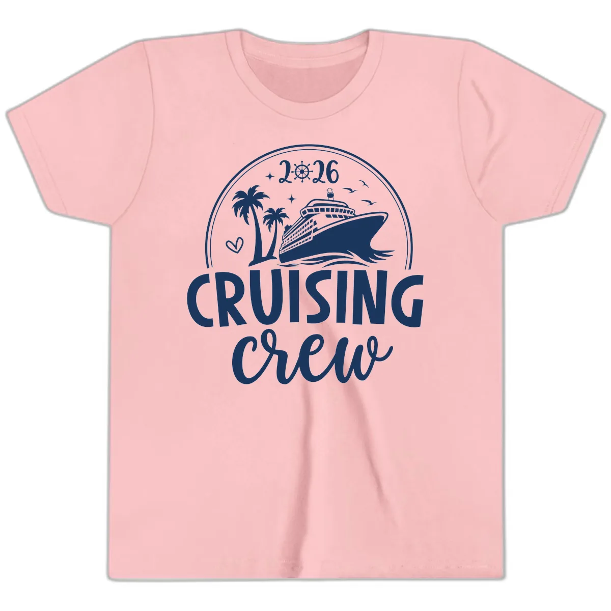Cruising Crew 2026 Family Vacation Design Youth T-Shirt in Pink