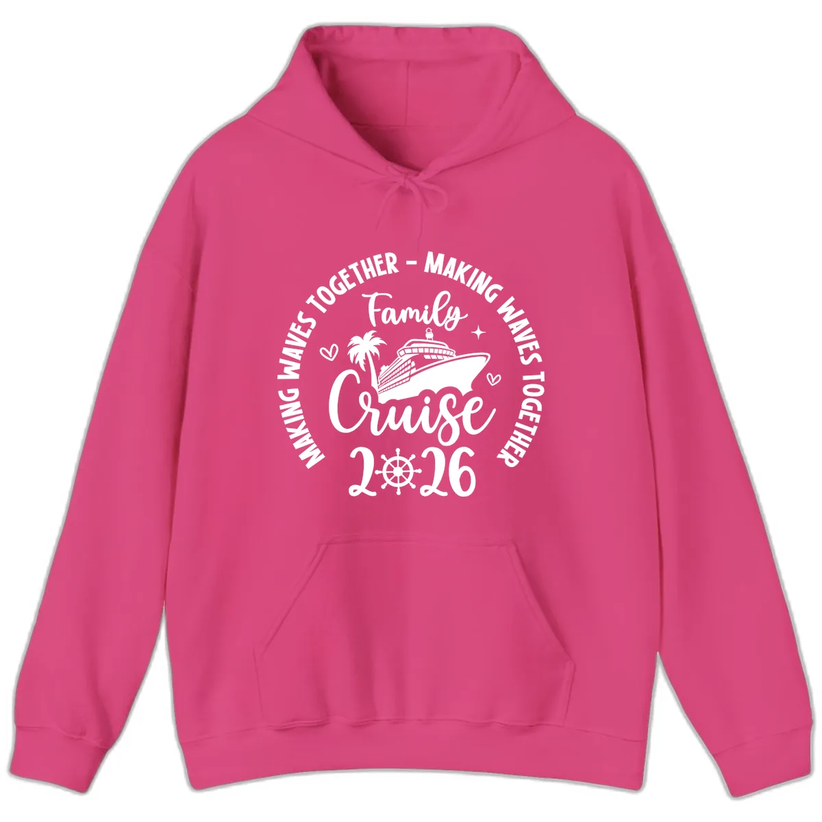 Family Cruise Making Waves Together 2026 Hoodie in Heliconia