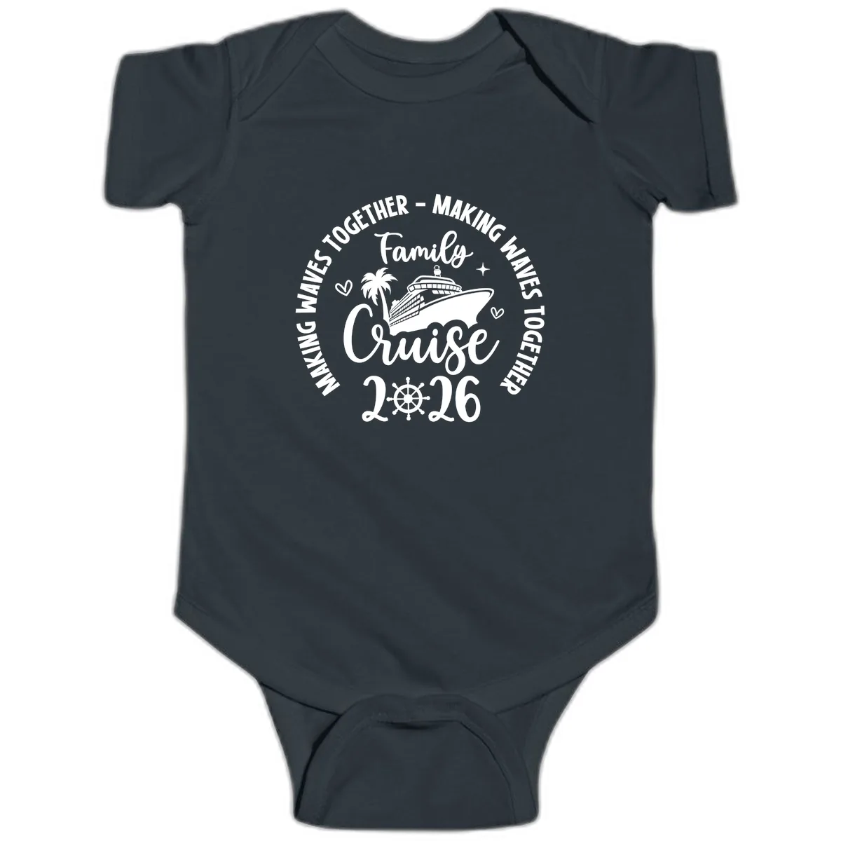 Family Cruise Making Waves Together 2026 Baby Onesie in Black