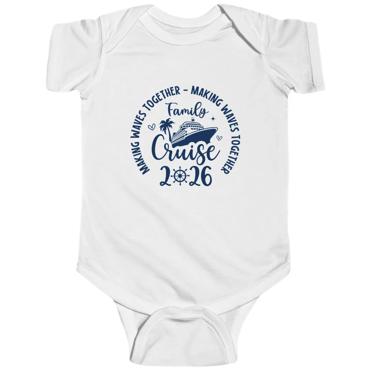 Family Cruise Making Waves Together 2026 Baby Onesie in White