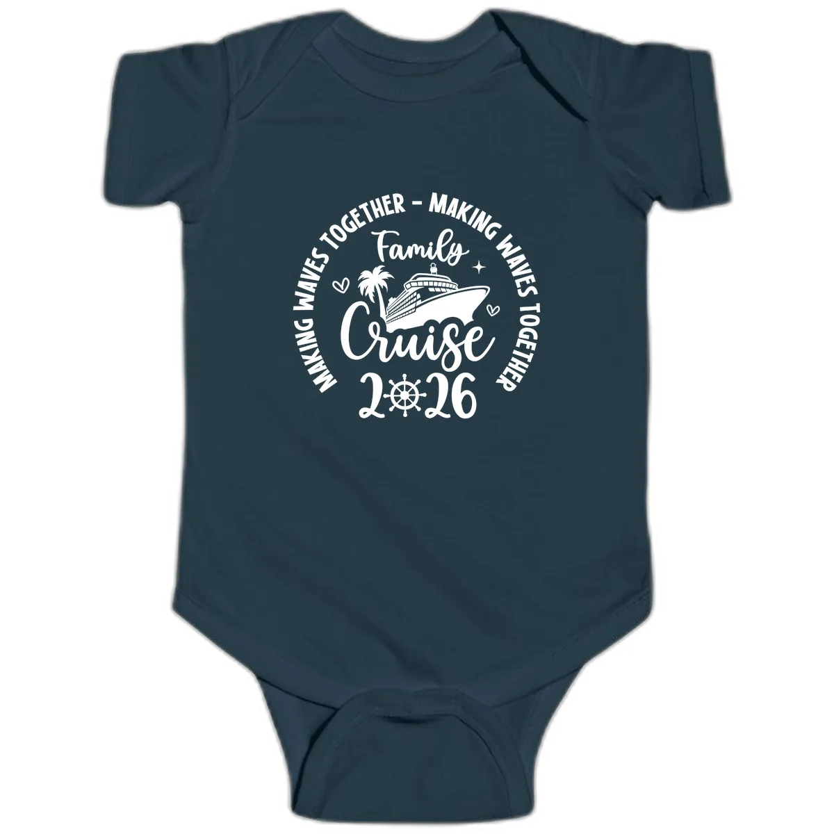 Family Cruise Making Waves Together 2026 Baby Onesie in Navy