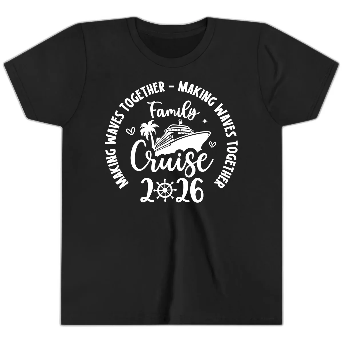 Family Cruise Making Waves Together 2026 Youth T-Shirt in Black