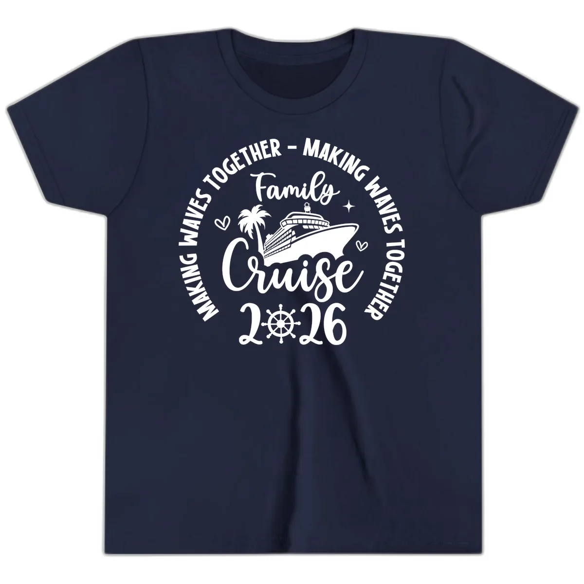 Family Cruise Making Waves Together 2026 Youth T-Shirt in Navy