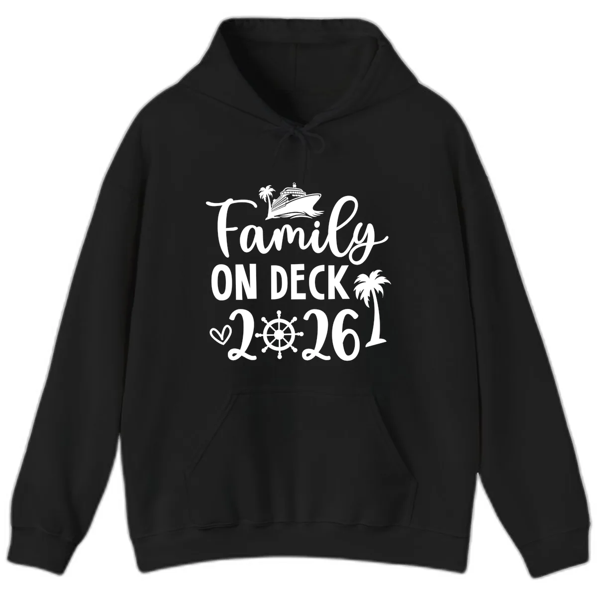 Family On Deck 2026 Cruise Vacation Hoodie in Black