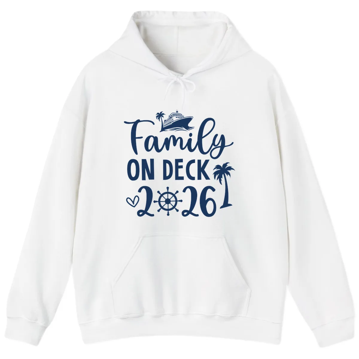 Family On Deck 2026 Cruise Vacation Hoodie in White