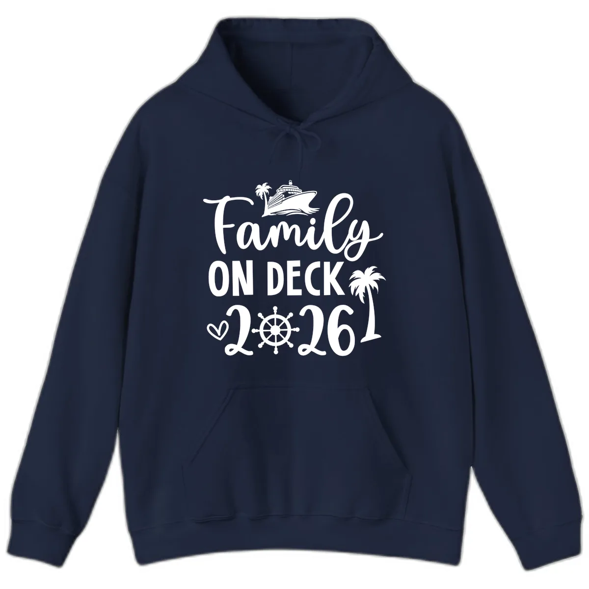 Family On Deck 2026 Cruise Vacation Hoodie in Navy