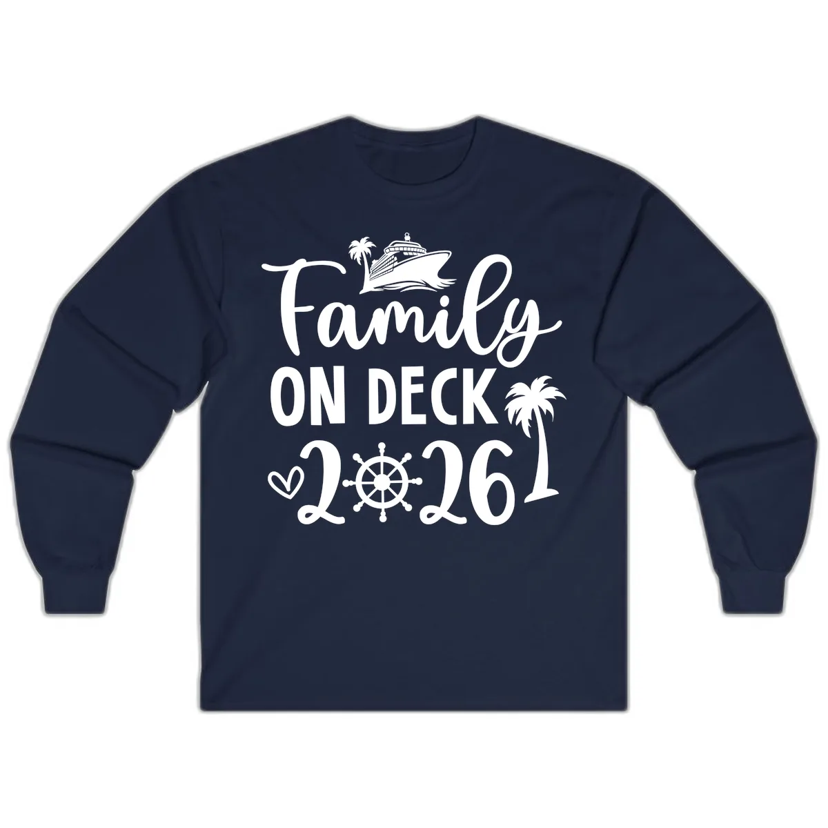 Family On Deck 2026 Cruise Vacation Long Sleeve in Navy
