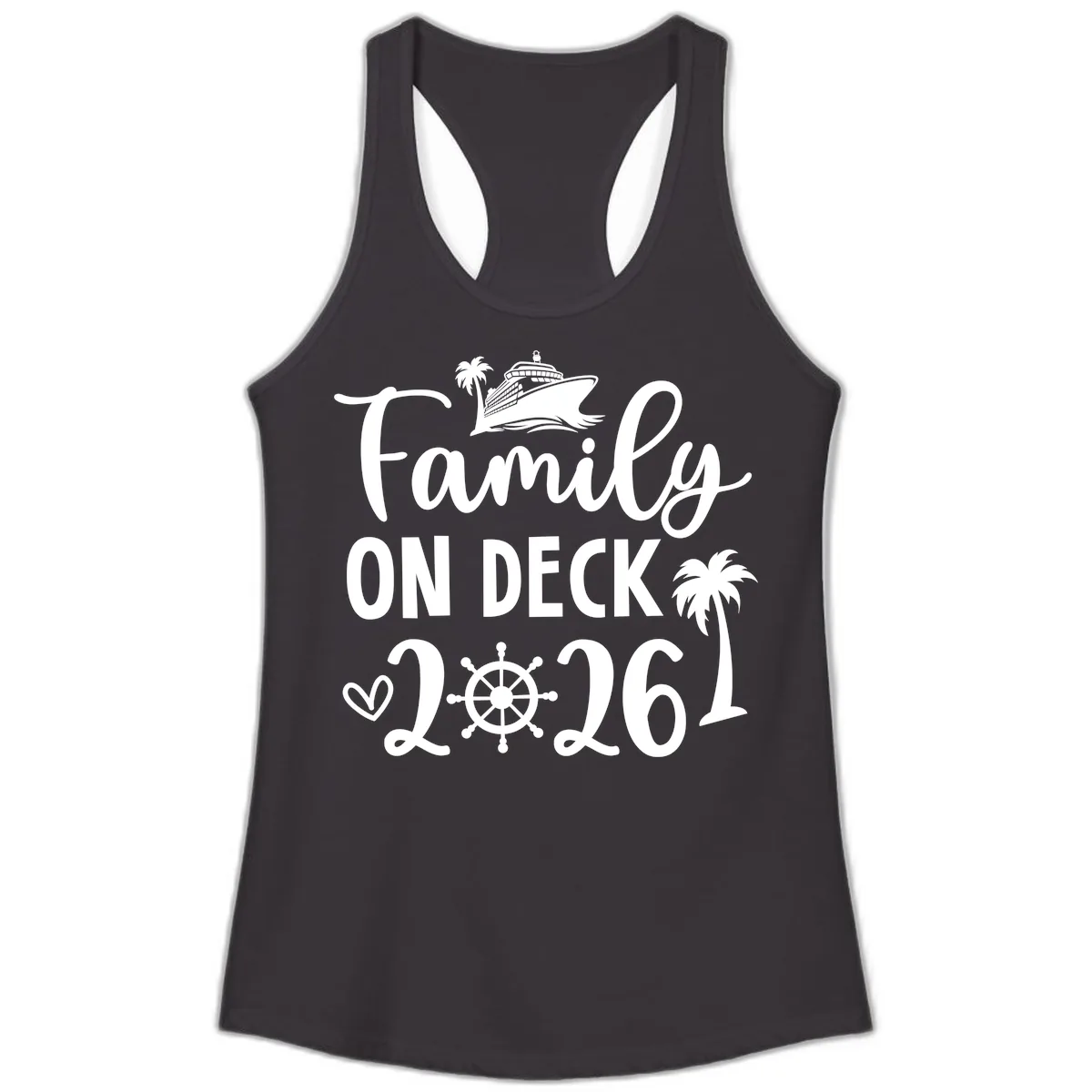 Family On Deck 2026 Cruise Vacation Ladies Tank in Black