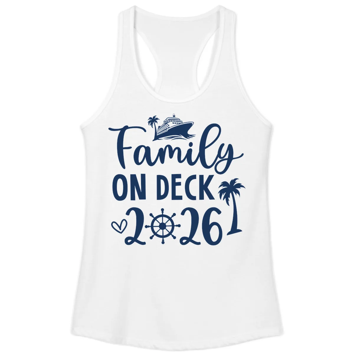 Family On Deck 2026 Cruise Vacation Ladies Tank in White