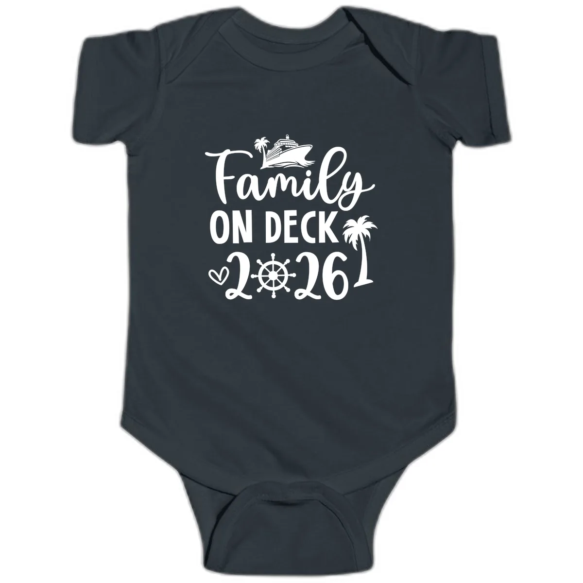Family On Deck 2026 Cruise Vacation Baby Onesie in Black