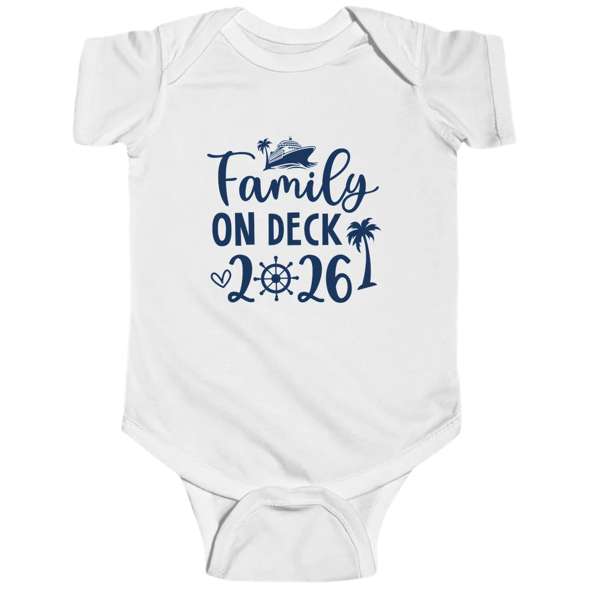 Family On Deck 2026 Cruise Vacation Baby Onesie in White