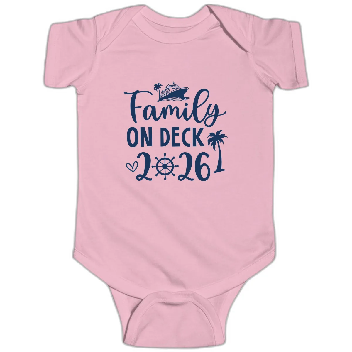 Family On Deck 2026 Cruise Vacation Baby Onesie in Pink