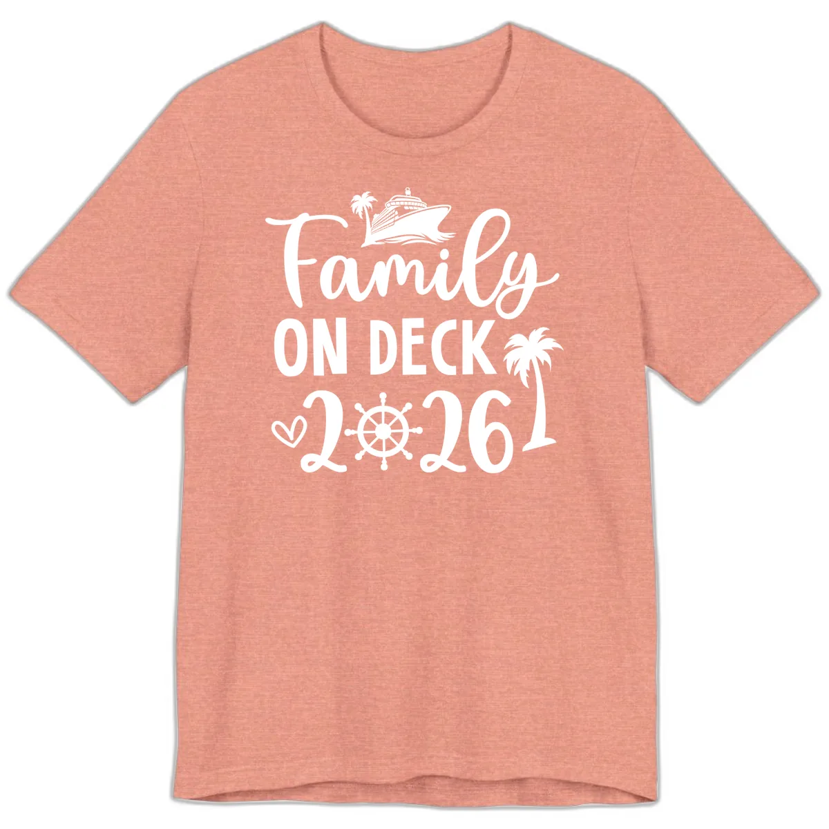 Family On Deck 2026 Cruise Vacation Premium T-Shirt in Heather Sunset
