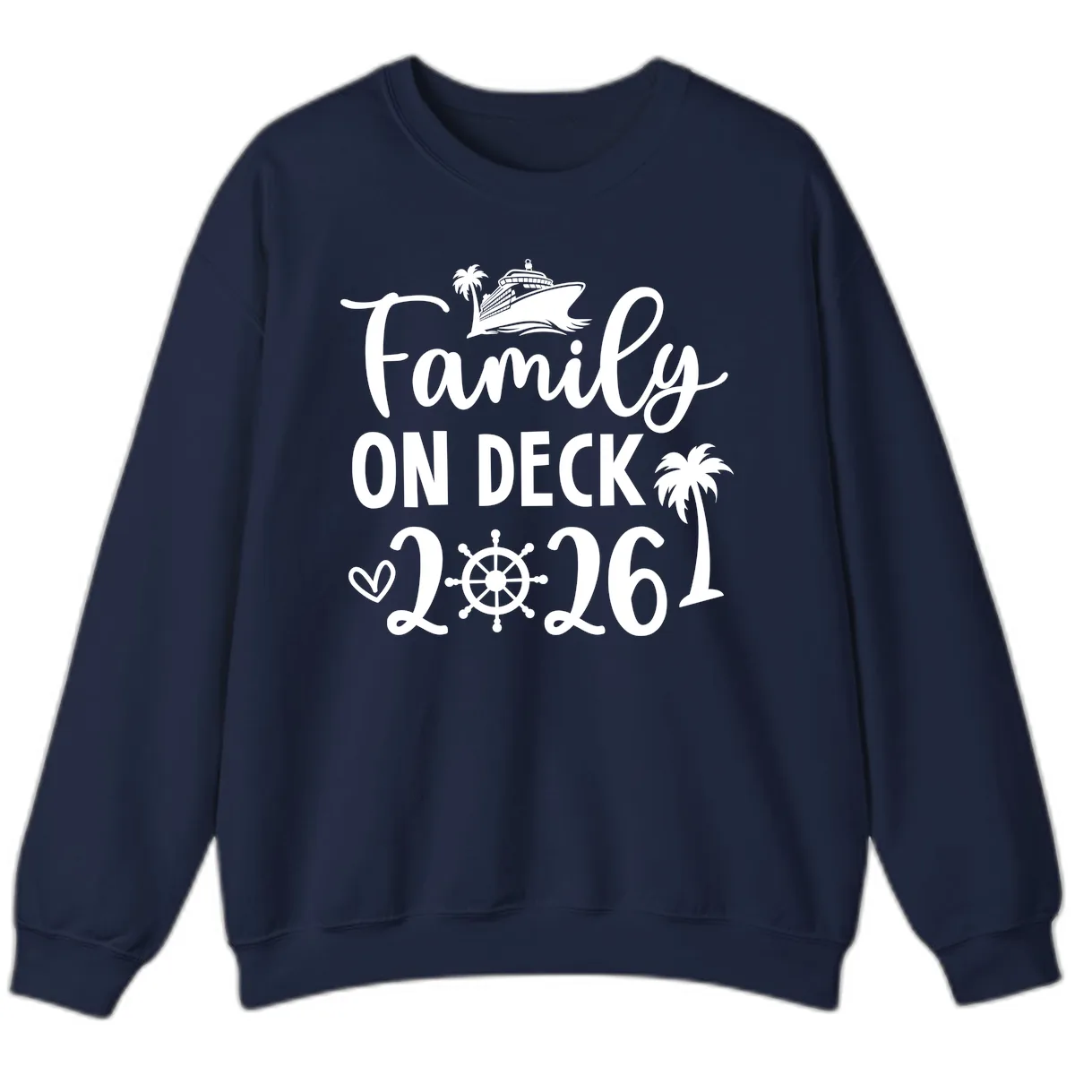 Family On Deck 2026 Cruise Vacation Sweatshirt in Navy