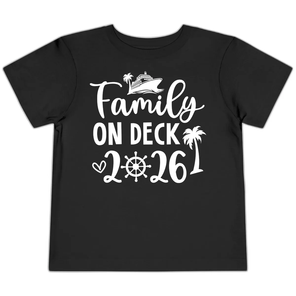 Family On Deck 2026 Cruise Vacation Toddler T-Shirt in Black