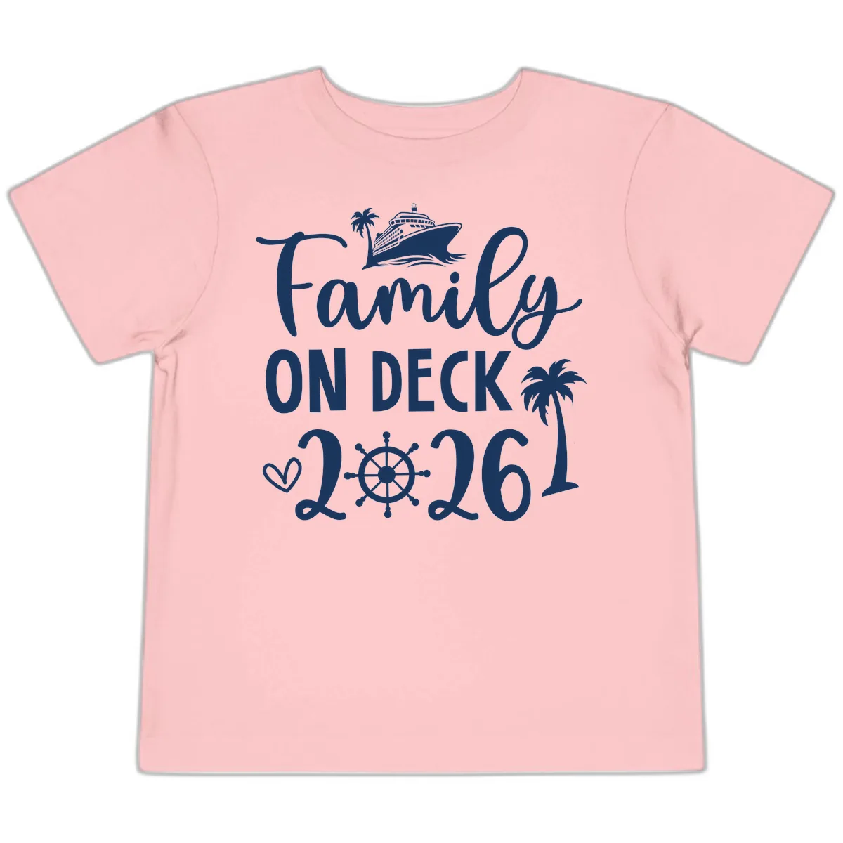 Family On Deck 2026 Cruise Vacation Toddler T-Shirt in Pink