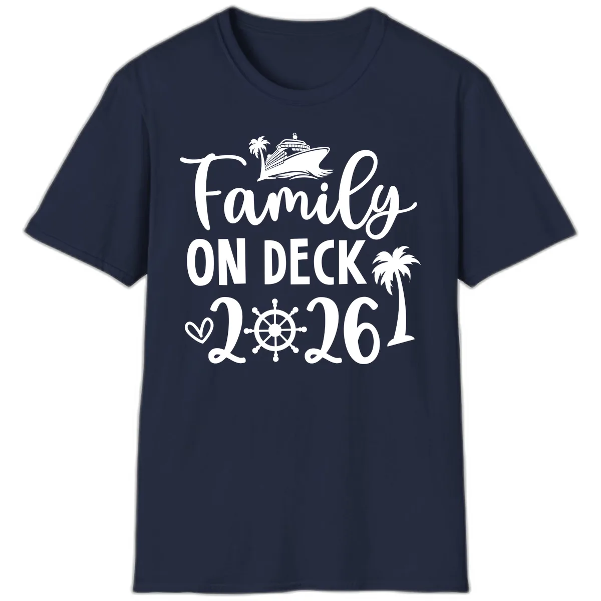Family On Deck 2026 Cruise Vacation T-Shirt in Navy
