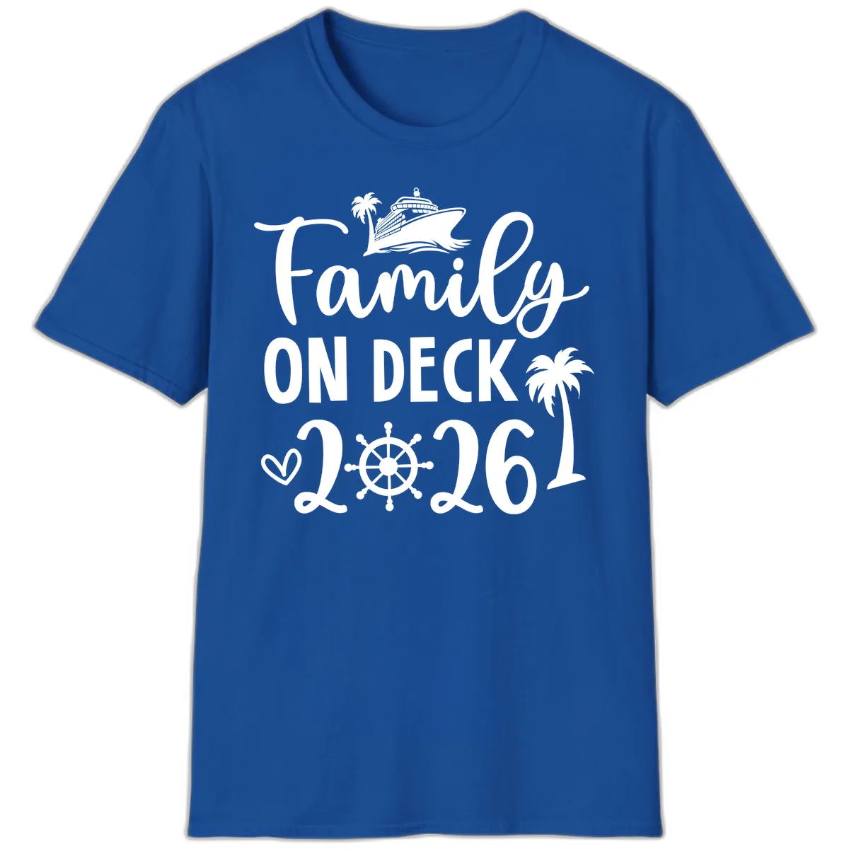 Family On Deck 2026 Cruise Vacation T-Shirt in Royal