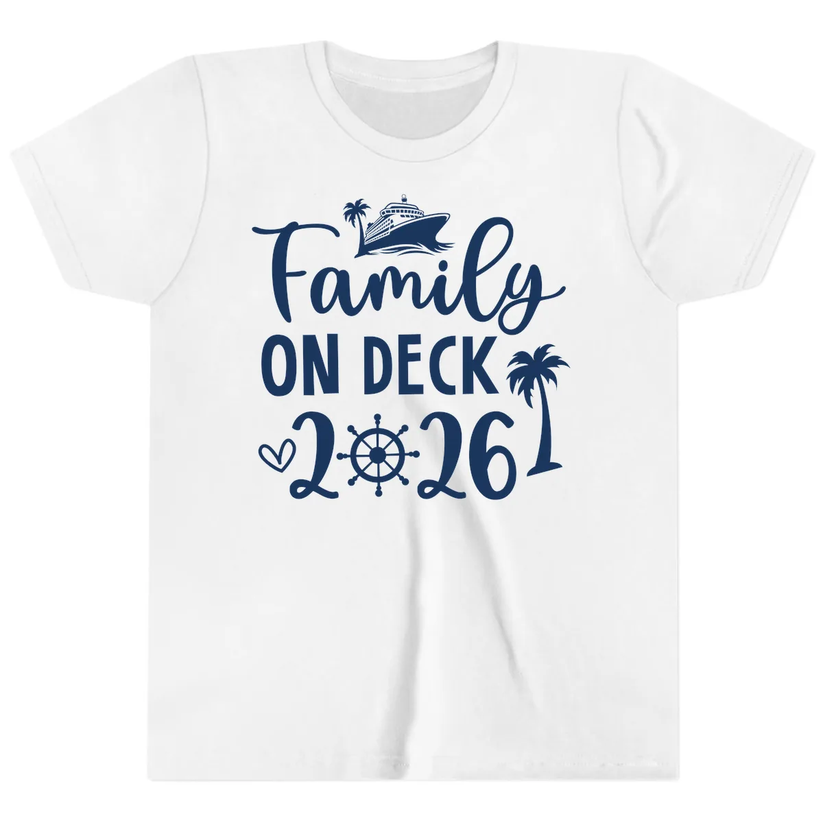 Family On Deck 2026 Cruise Vacation Youth T-Shirt in White
