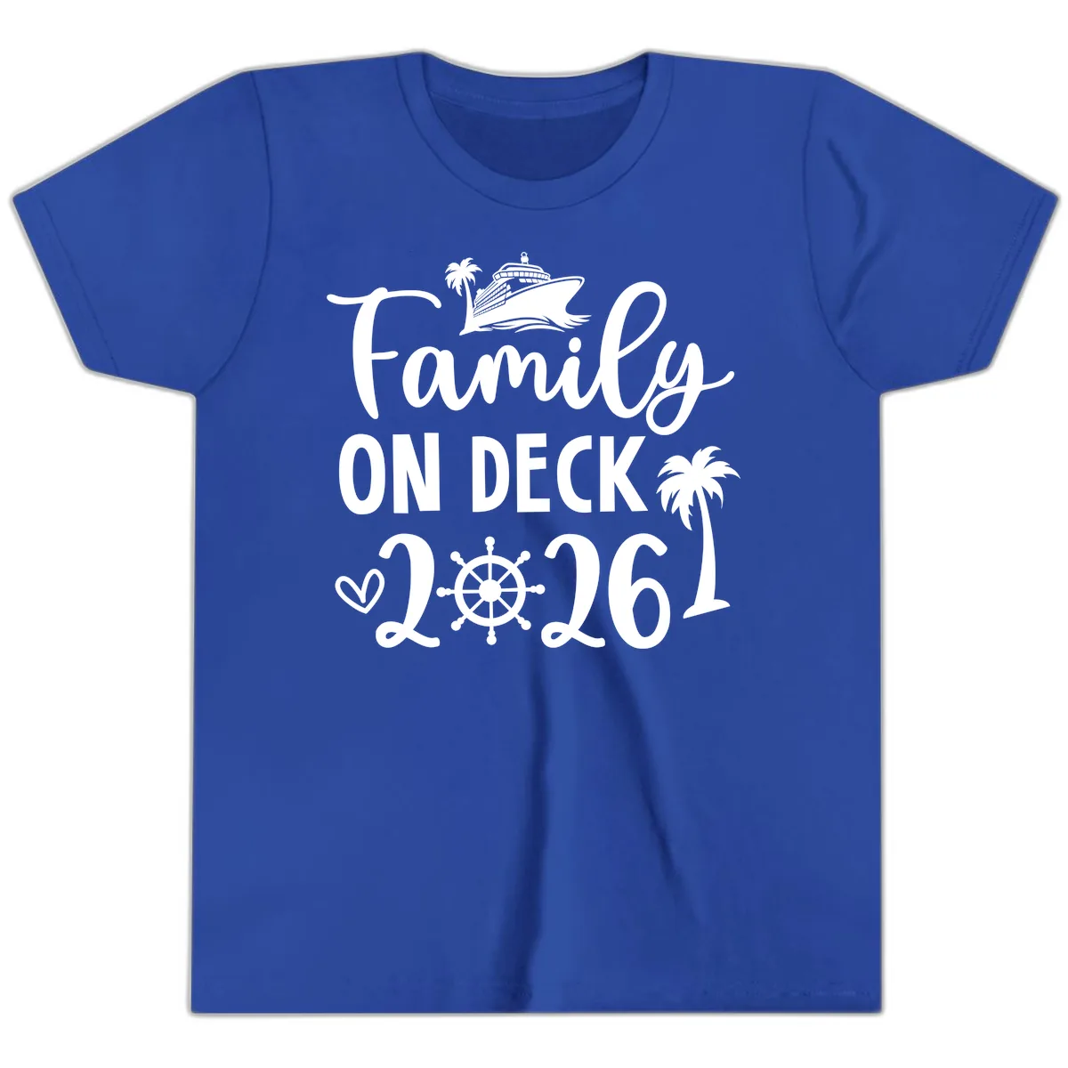 Family On Deck 2026 Cruise Vacation Youth T-Shirt in True Royal