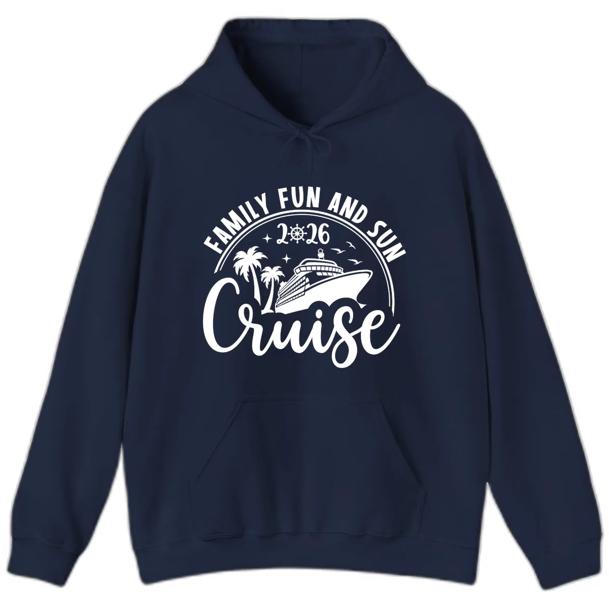 Family Fun and Sun Cruise 2026 Vacation Hoodie in Navy
