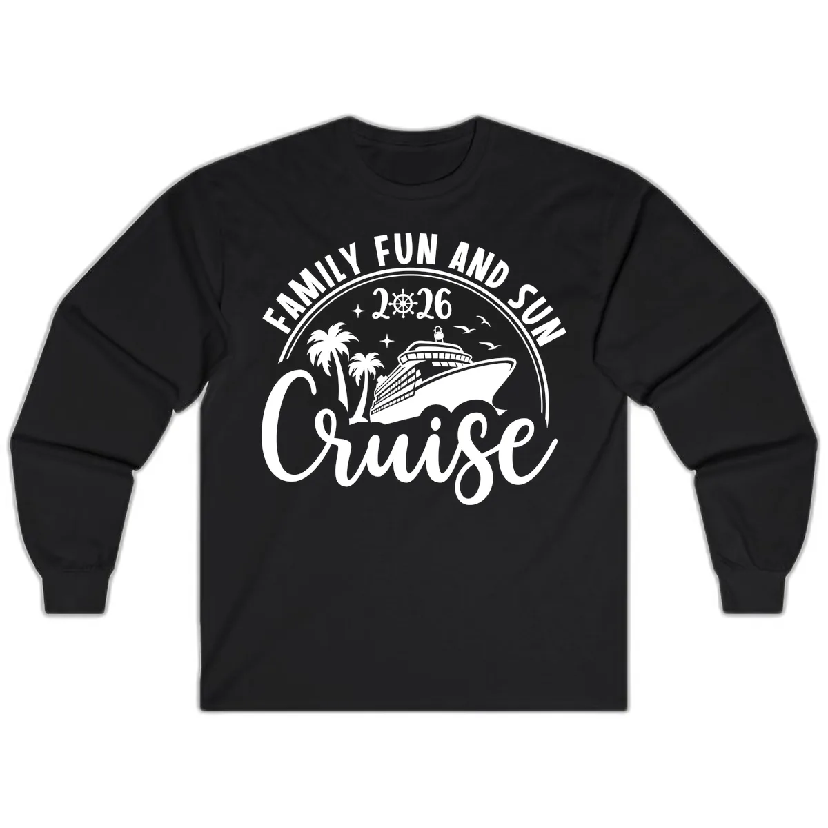 Family Fun and Sun Cruise 2026 Vacation Long Sleeve in Black