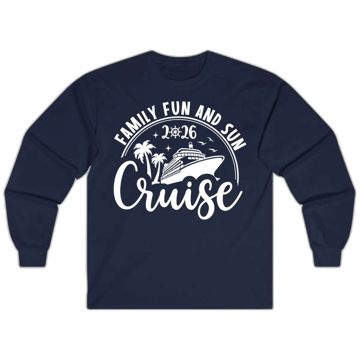 Family Fun and Sun Cruise 2026 Vacation Long Sleeve in Navy
