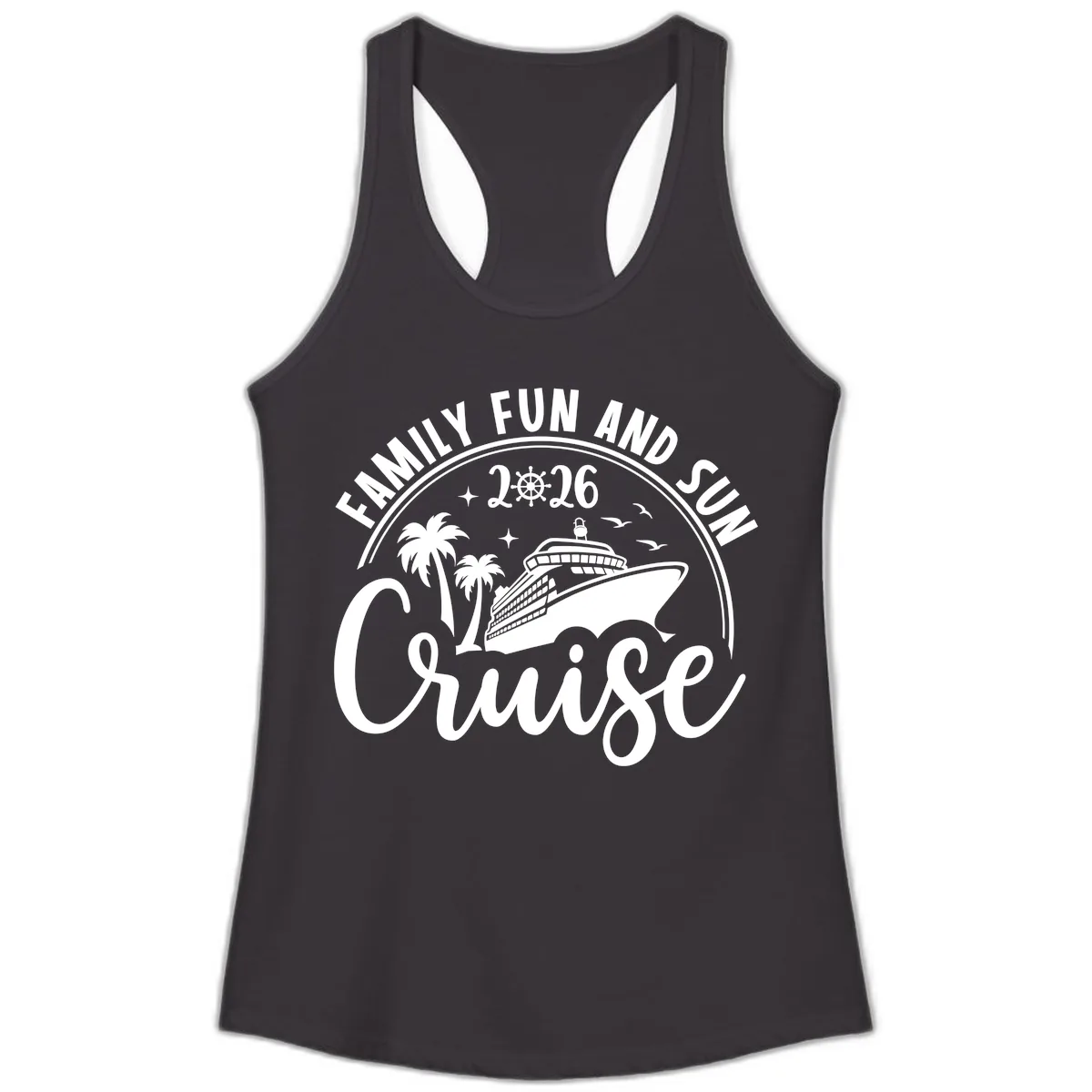 Family Fun and Sun Cruise 2026 Vacation Ladies Tank in Black